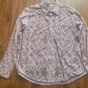 Robert Graham Men’s Purple Paisley Shirt Size XL EUC